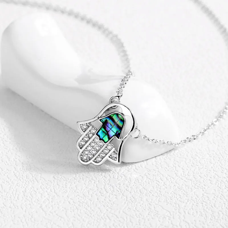 Fatima Hand Necklace Copper Plated Micro-Inlay Zircon Necklace
