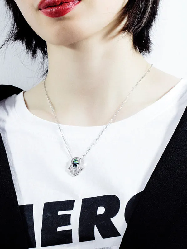 Fatima Hand Necklace Copper Plated Micro-Inlay Zircon Necklace