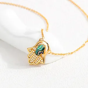 Fatima Hand Necklace Copper Plated Micro-Inlay Zircon Necklace