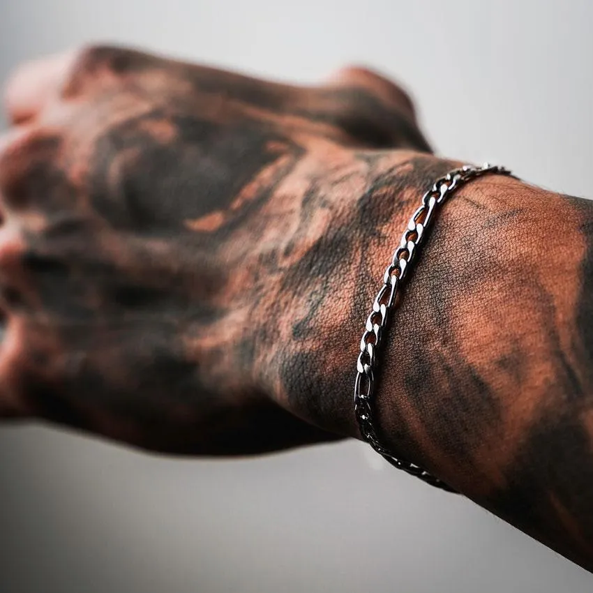 Figaro Chain Bracelet - Solid 925 Sterling Silver