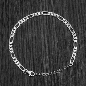 Figaro Chain Bracelet - Solid 925 Sterling Silver