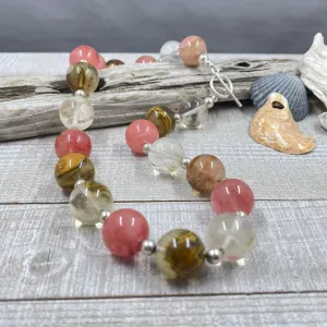 Fire Cherry Quartz and Sterling Silver Necklace