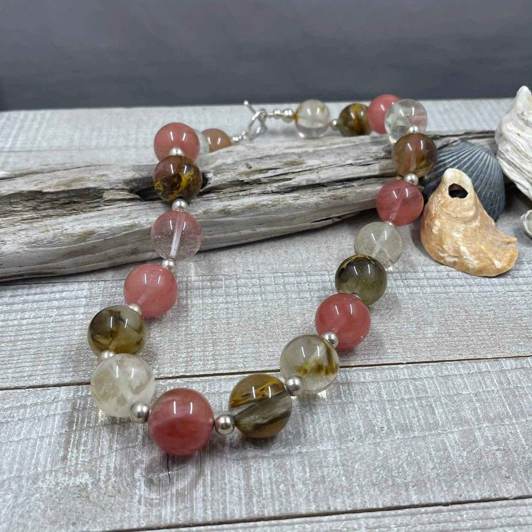 Fire Cherry Quartz and Sterling Silver Necklace