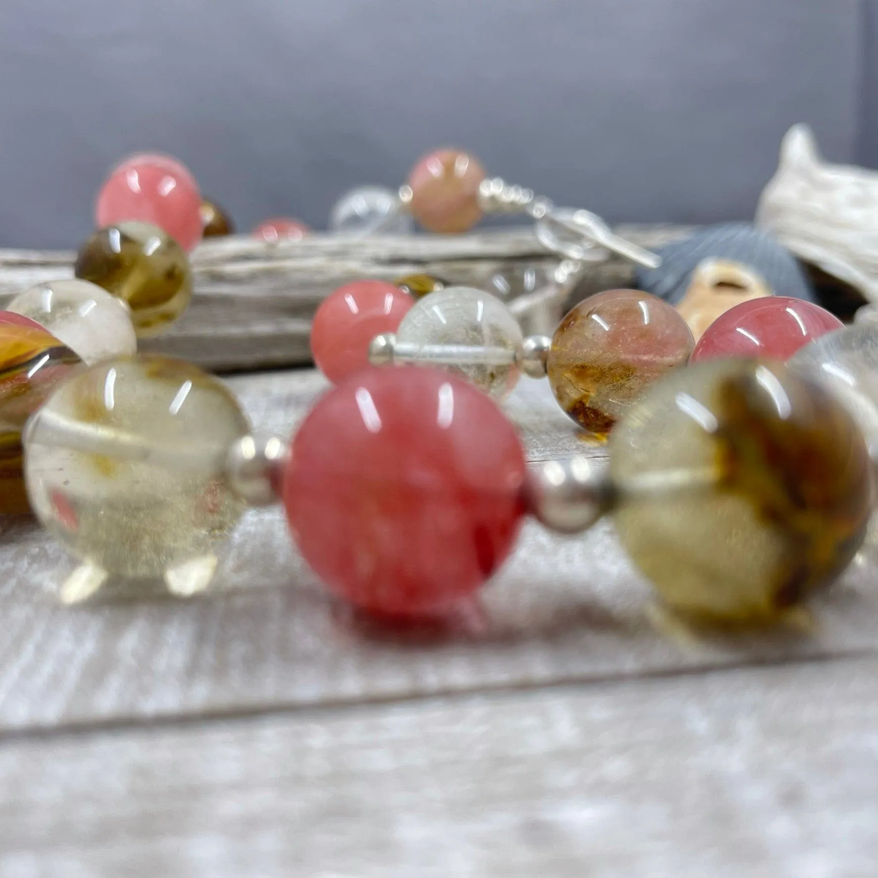 Fire Cherry Quartz and Sterling Silver Necklace