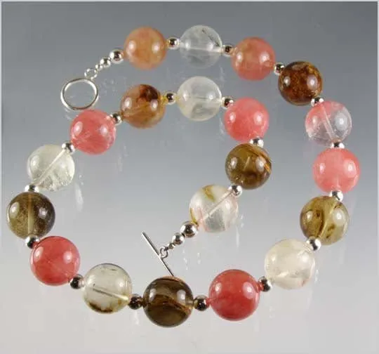 Fire Cherry Quartz and Sterling Silver Necklace