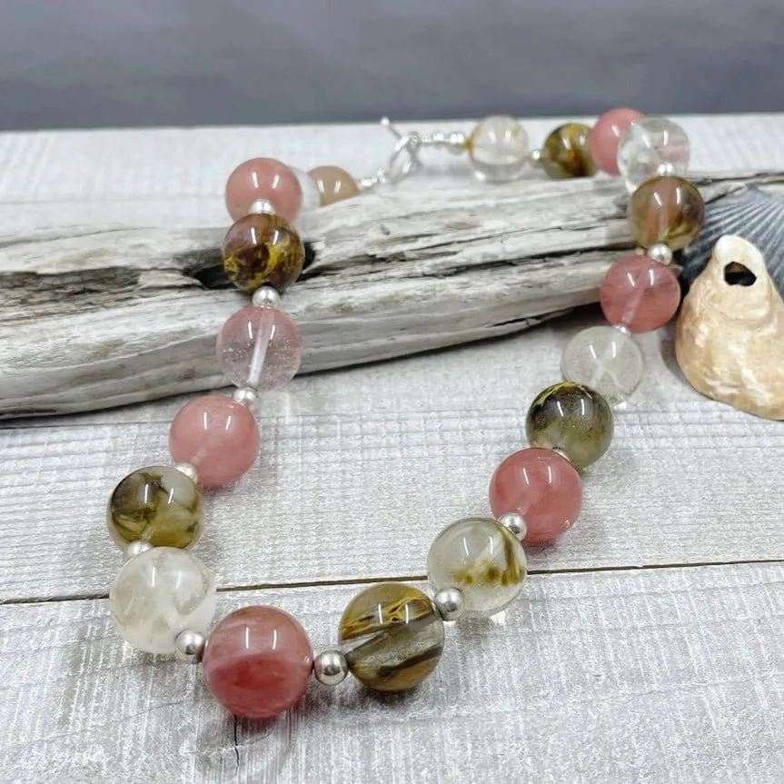 Fire Cherry Quartz and Sterling Silver Necklace