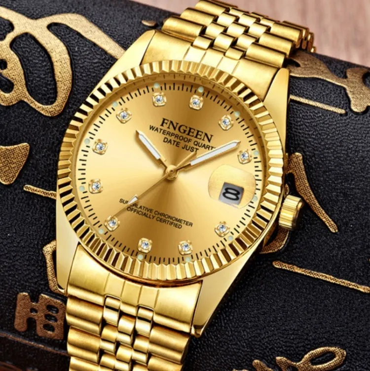FNGEEN 7008 Men Fashion Diamond Dial Watch Couple Watch