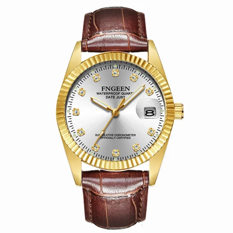 FNGEEN 7008 Men Fashion Diamond Dial Watch Couple Watch
