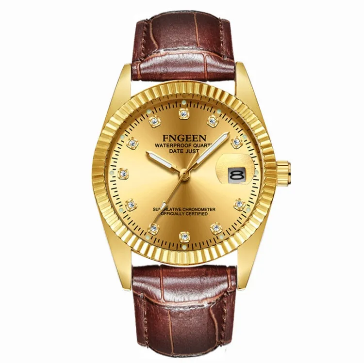 FNGEEN 7008 Men Fashion Diamond Dial Watch Couple Watch