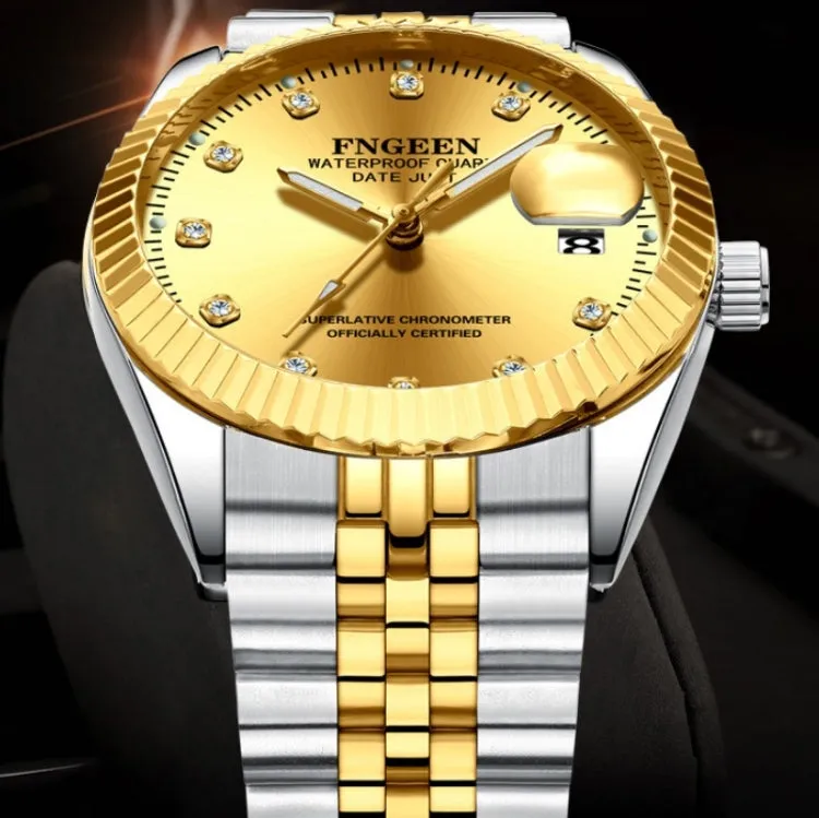 FNGEEN 7008 Men Fashion Diamond Dial Watch Couple Watch