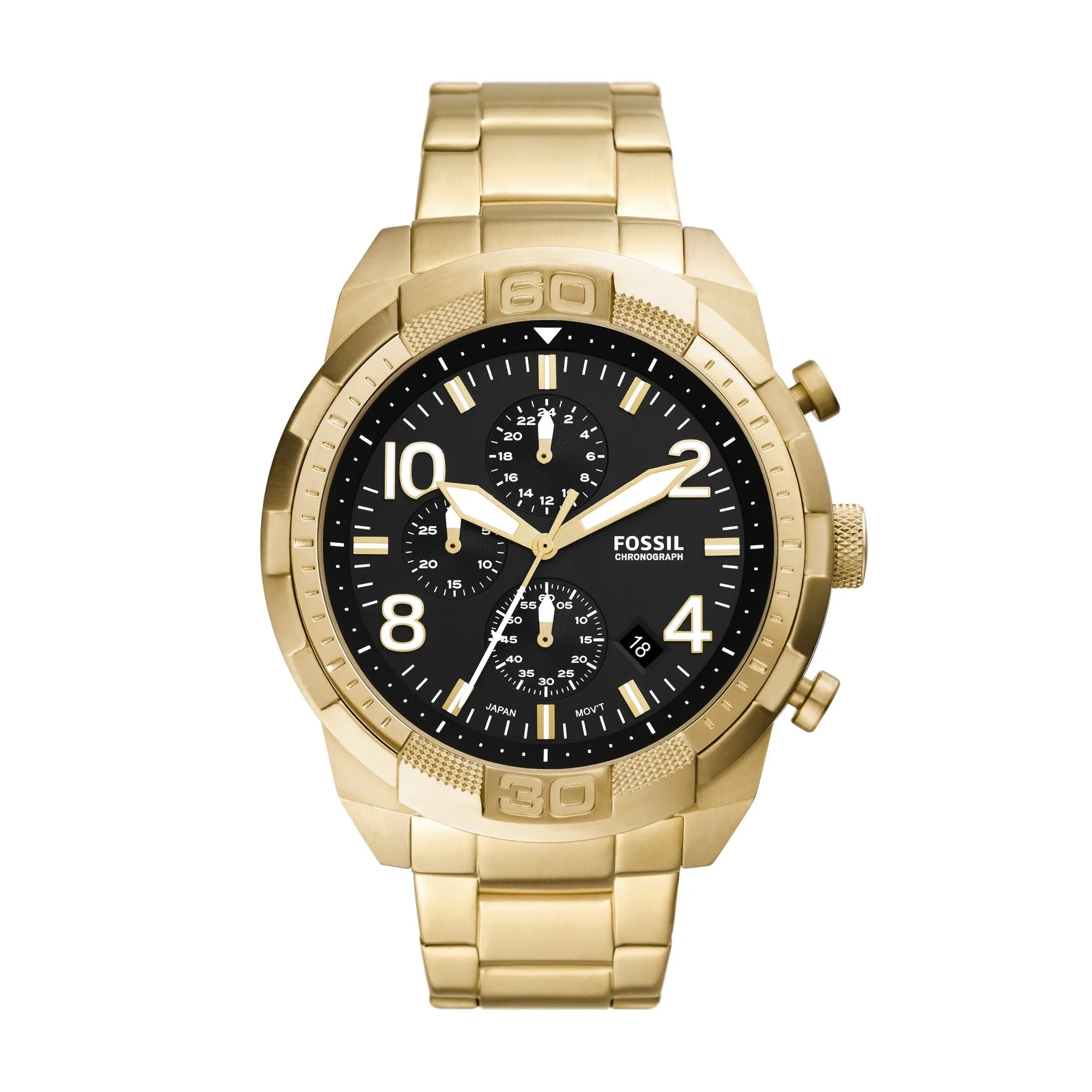 Fossil Analog Men's Watch Gold Plated Metal Bracelet - FS5877
