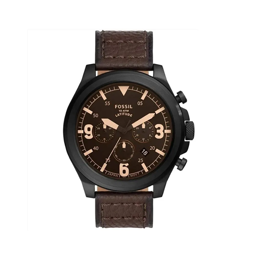Fossil Analog Men's Watch Stainless Steel Leather Strap - FS5751