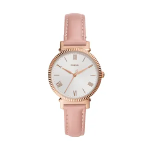 Fossil Analog Women's Watch Gold Plated Leather Strap - ES4794