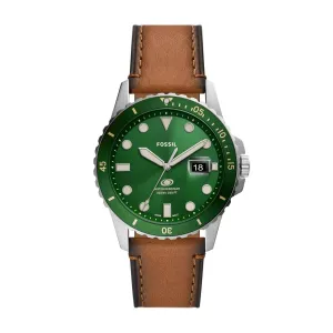 Fossil Blue Three-Hand Date Tan Eco Leather Watch