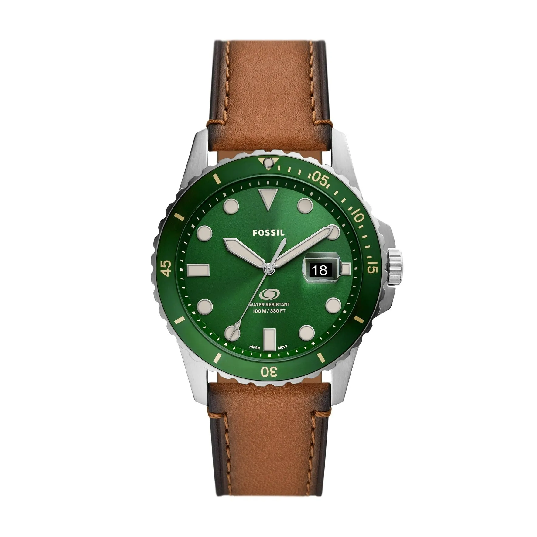 Fossil Blue Three-Hand Date Tan Eco Leather Watch