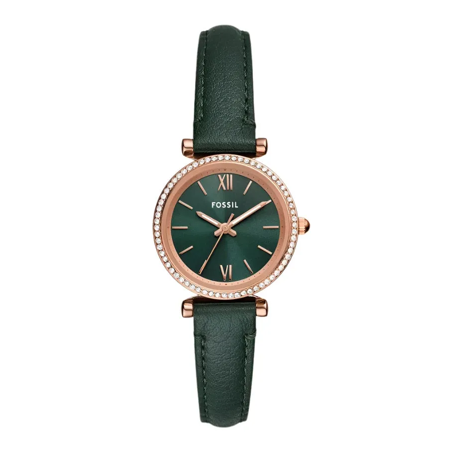 Fossil Carlie Ladies Three-Hand Green LiteHide™ Leather Watch