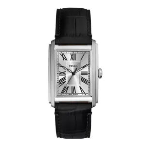 Fossil Carraway Gents Three-Hand Black Croco Leather Watch