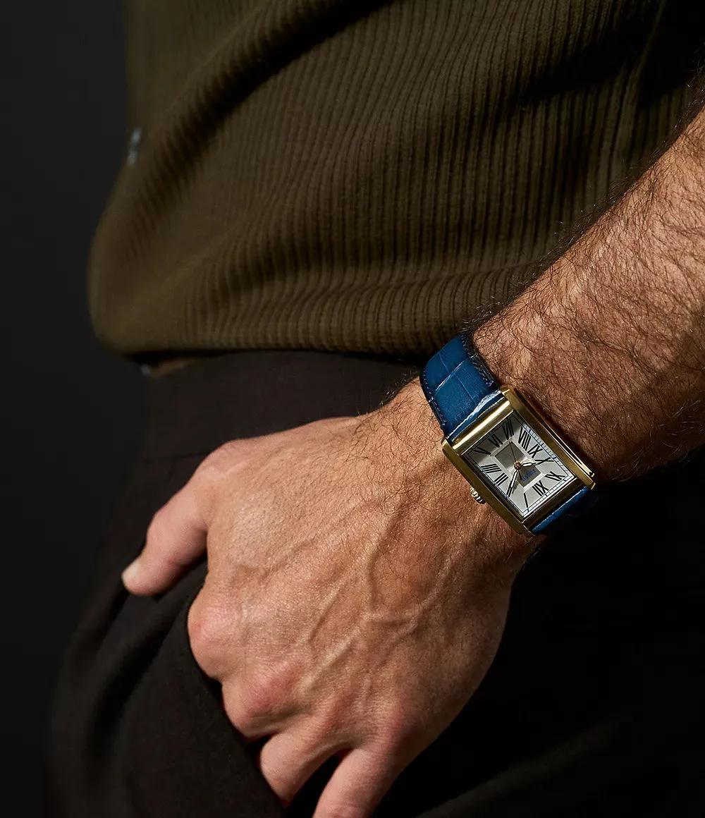 Fossil Carraway Gents Three-Hand Navy Croco Leather Strap Watch
