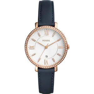 Fossil Jacqueline Blue Leather Strap White Dial Quartz Watch for Ladies - ES4291