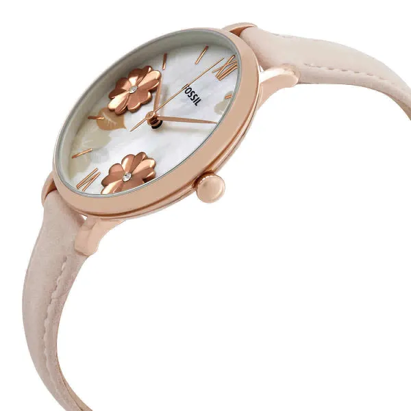 Fossil Jacqueline Blush Leather Strap White Dial Quartz Watch for Ladies - ES4671