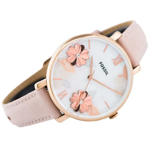 Fossil Jacqueline Blush Leather Strap White Dial Quartz Watch for Ladies - ES4671