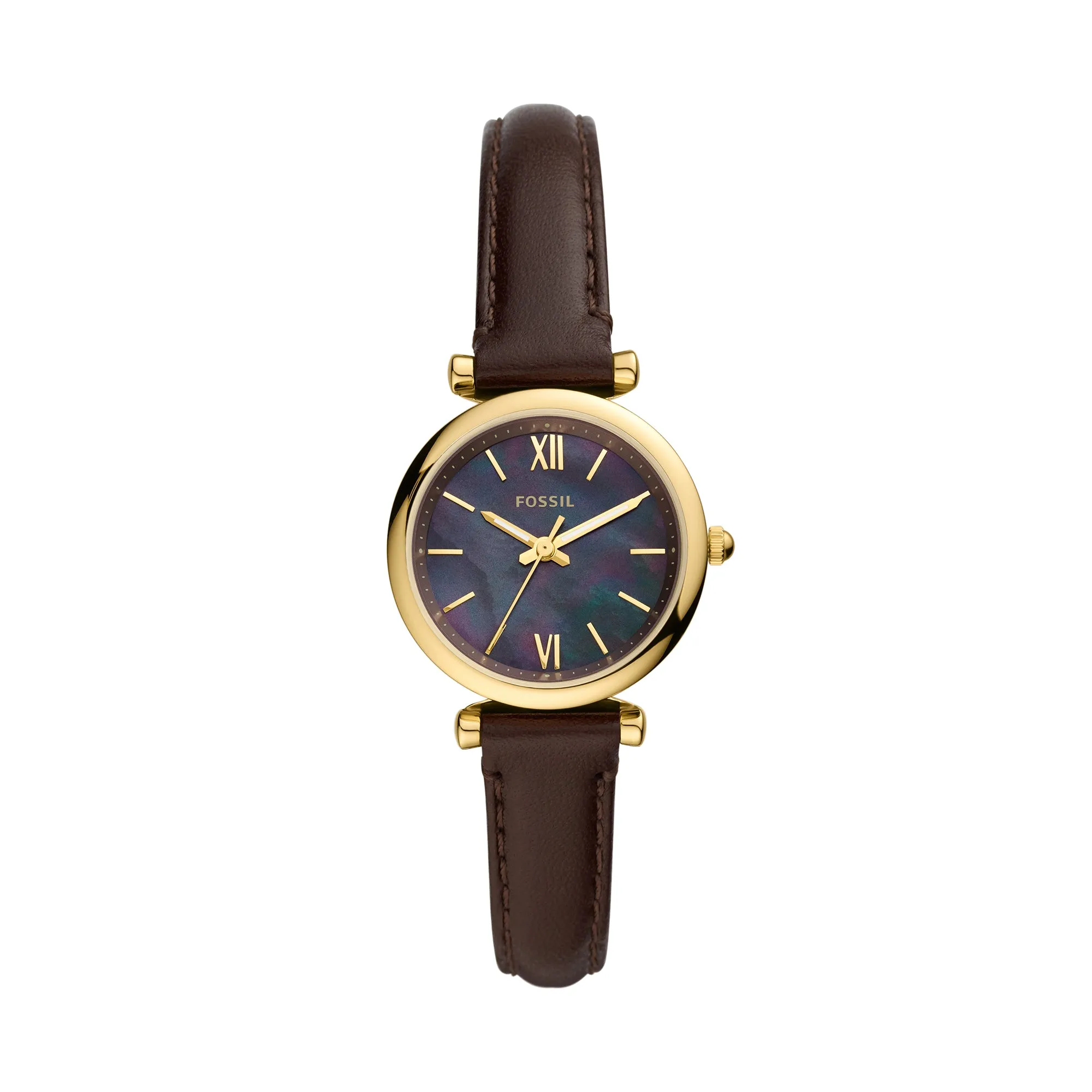 Fossil Mother of Pearl Analog Women's Watch Gold Plated Leather Strap - ES4968