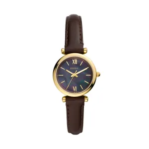 Fossil Mother of Pearl Analog Women's Watch Gold Plated Leather Strap - ES4968