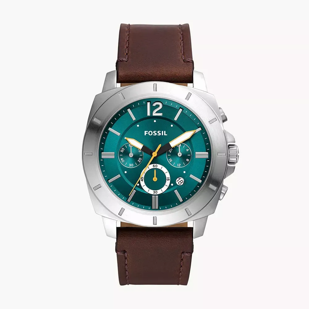 Fossil Privateer Men's Chronograph Brown Leather Watch - BQ2778