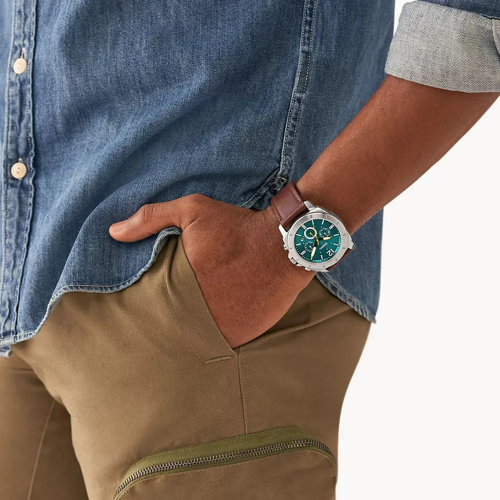 Fossil Privateer Men's Chronograph Brown Leather Watch - BQ2778