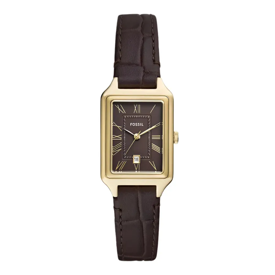 Fossil Raquel Ladies Three-Hand Date Brown Croco LiteHide™ Leather Watch
