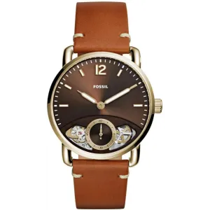 Fossil The Commuter Twist Brown Leather Strap Brown Dial Automatic Watch for Gents - ME1166