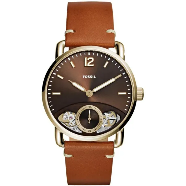 Fossil The Commuter Twist Brown Leather Strap Brown Dial Automatic Watch for Gents - ME1166