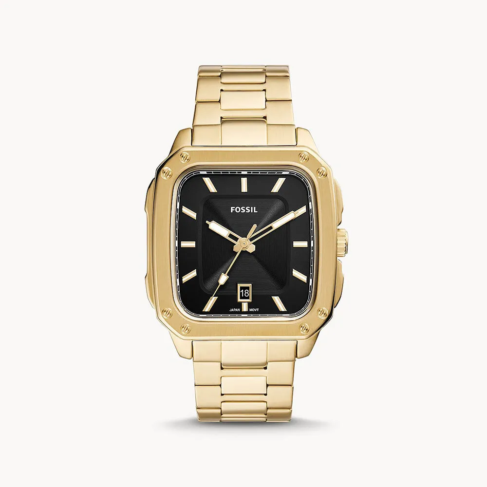 Fossil Three Hand Date Gold Tone Stainless Steel Men's Watch - FS5932