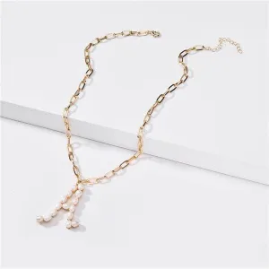 Fresh water pearl initial letter necklace