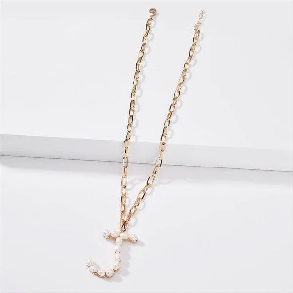 Fresh water pearl initial letter necklace