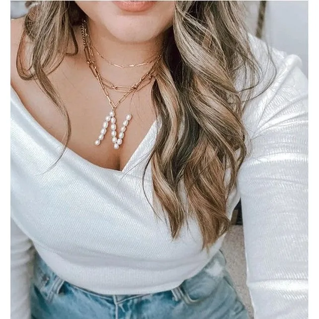 Fresh water pearl initial letter necklace