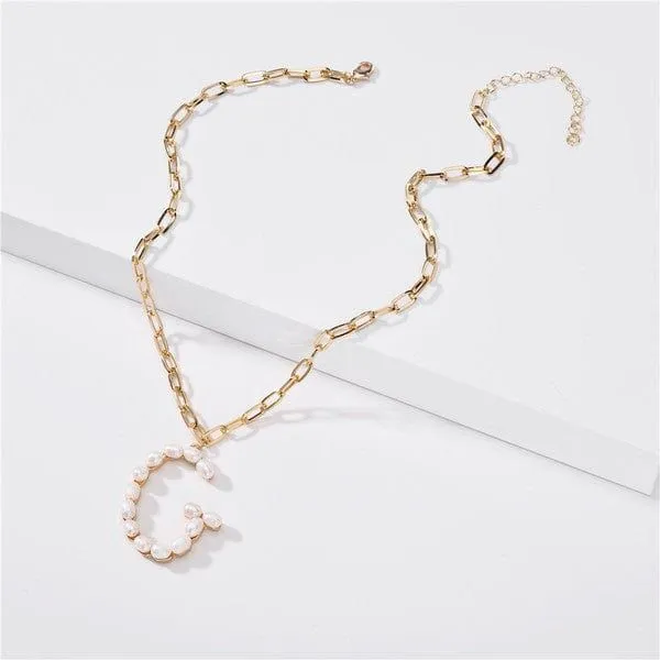 Fresh water pearl initial letter necklace