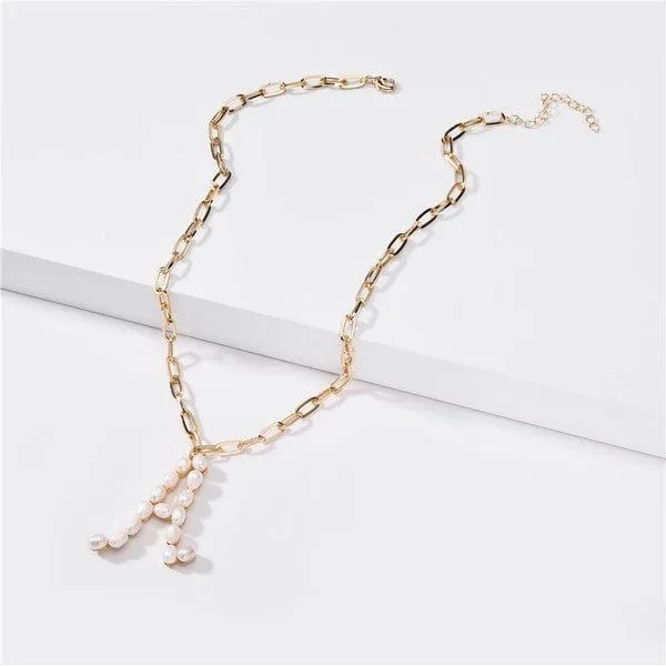 Fresh water pearl initial letter necklace