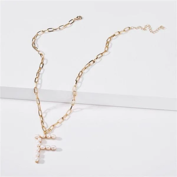 Fresh water pearl initial letter necklace
