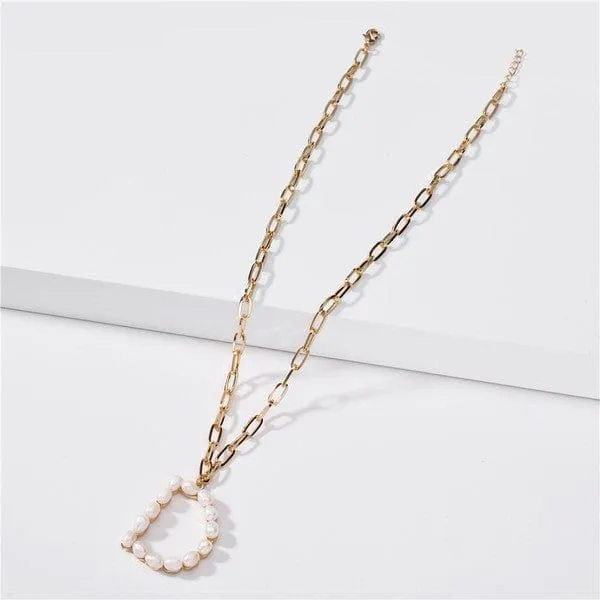 Fresh water pearl initial letter necklace
