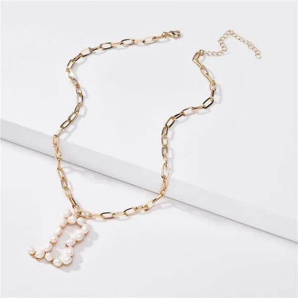 Fresh water pearl initial letter necklace