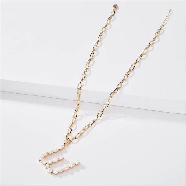 Fresh water pearl initial letter necklace