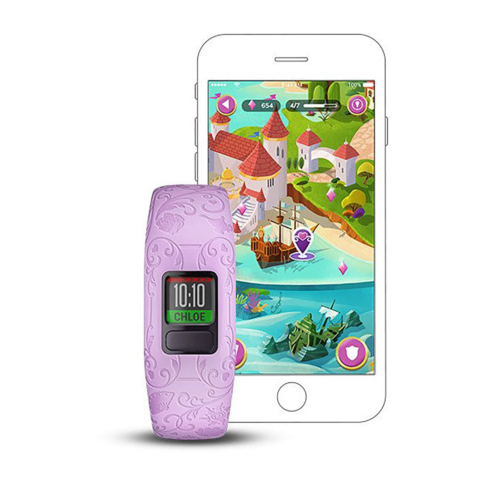 Garmin Vivofit Jr. 2 Silicone Princess Character Icons Strap Full Color Display Dial Watch - 010-01909-15