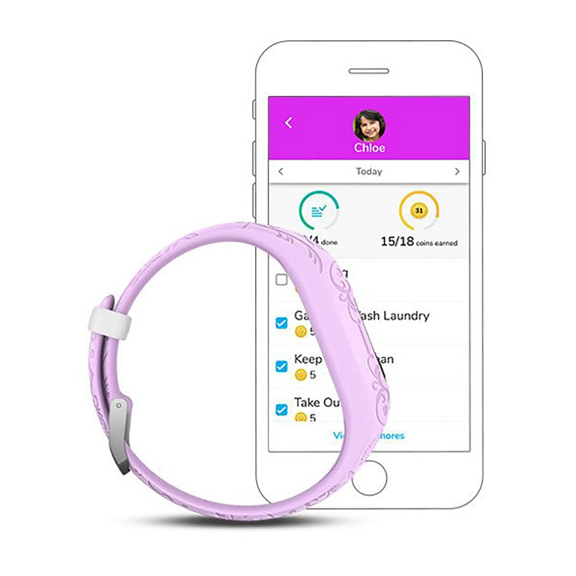 Garmin Vivofit Jr. 2 Silicone Princess Character Icons Strap Full Color Display Dial Watch - 010-01909-15
