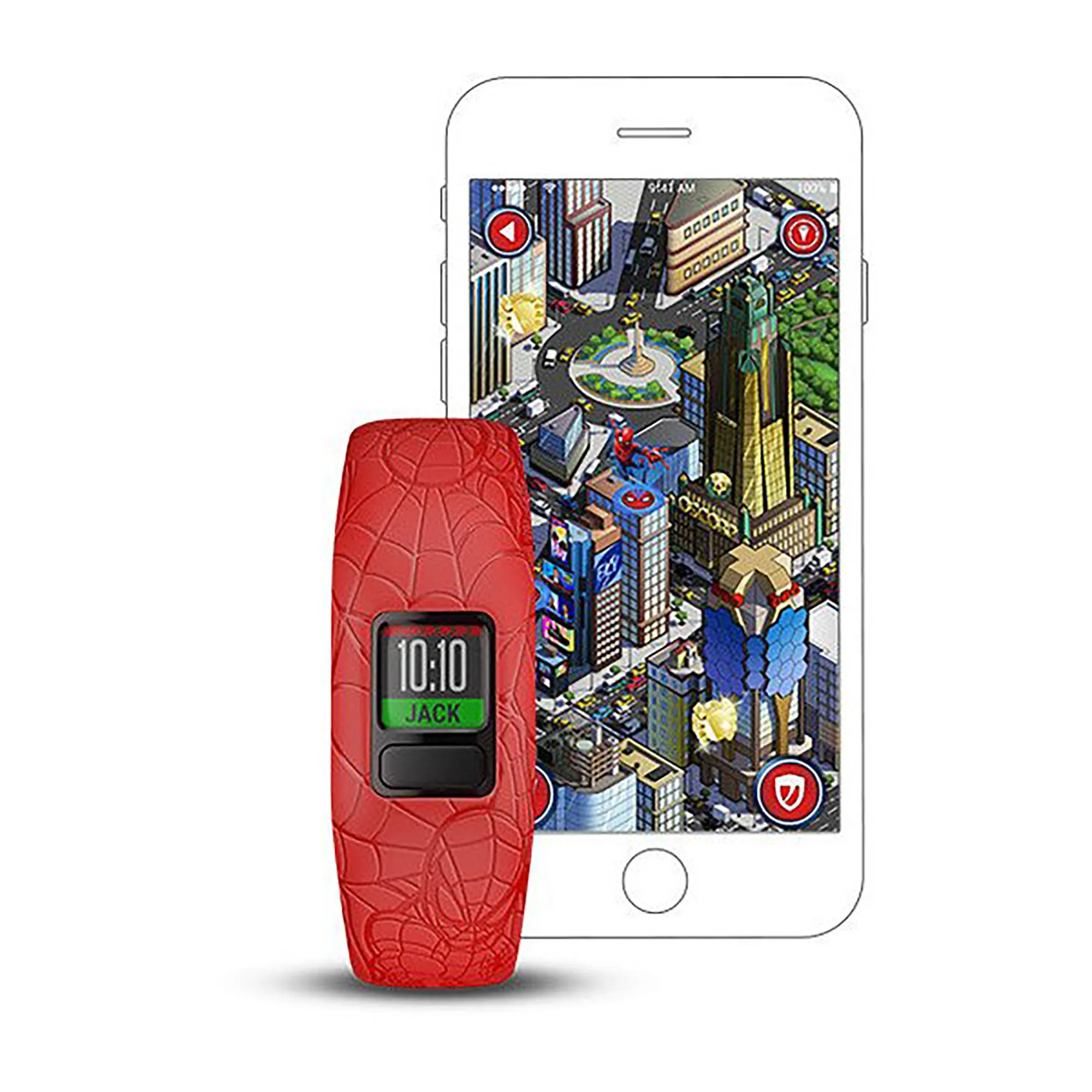 Garmin Vivofit Jr. 2 Silicone Red Spiderman Strap Full Color Display Dial Watch - 010-01909-16