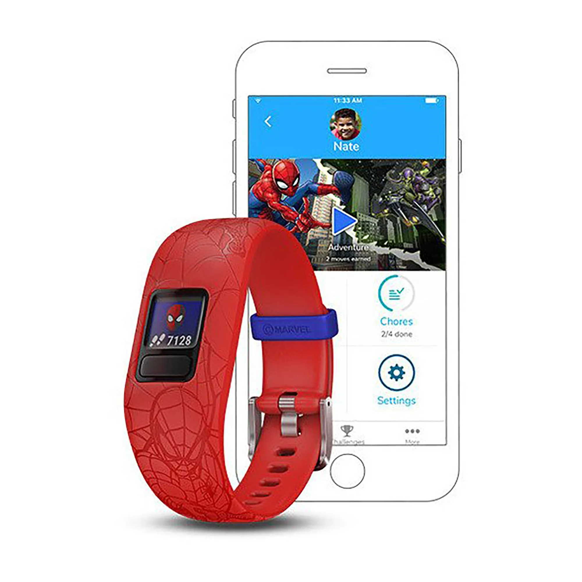 Garmin Vivofit Jr. 2 Silicone Red Spiderman Strap Full Color Display Dial Watch - 010-01909-16
