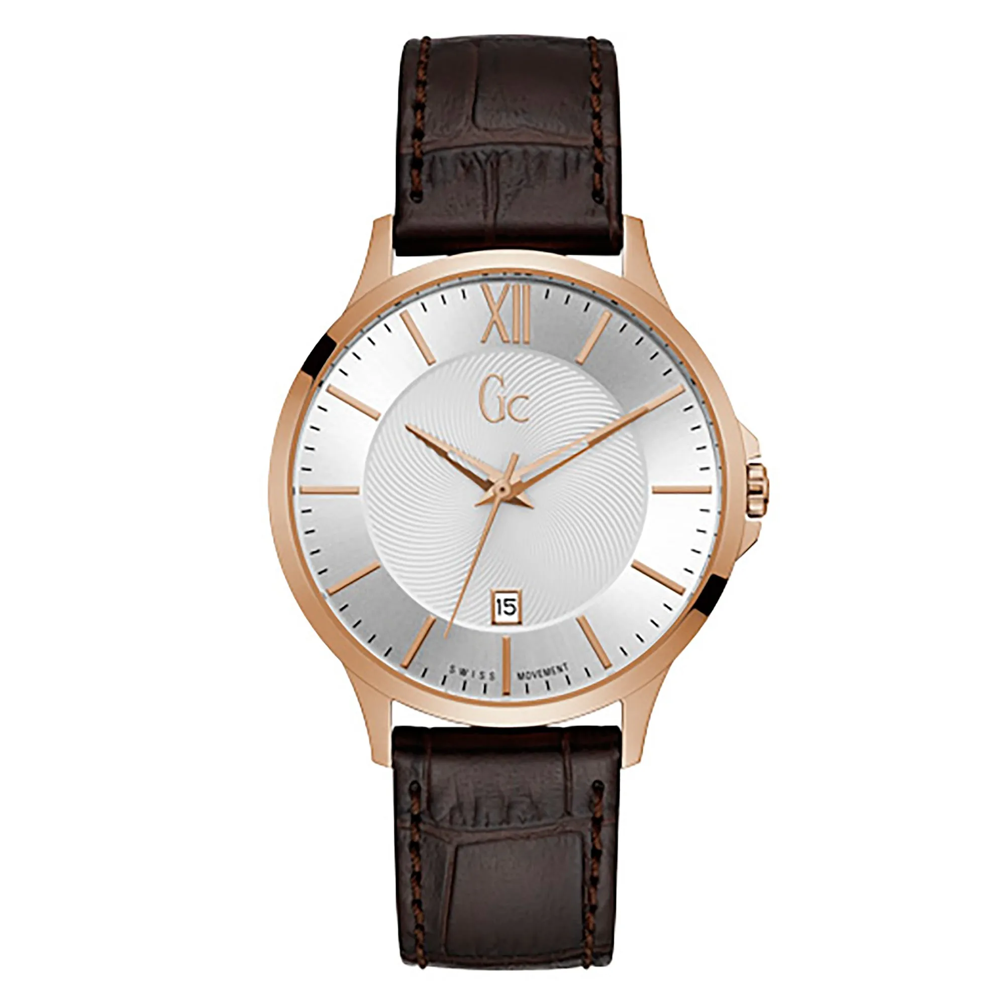 Gc Men's Watch Rose Gold Case Quartz