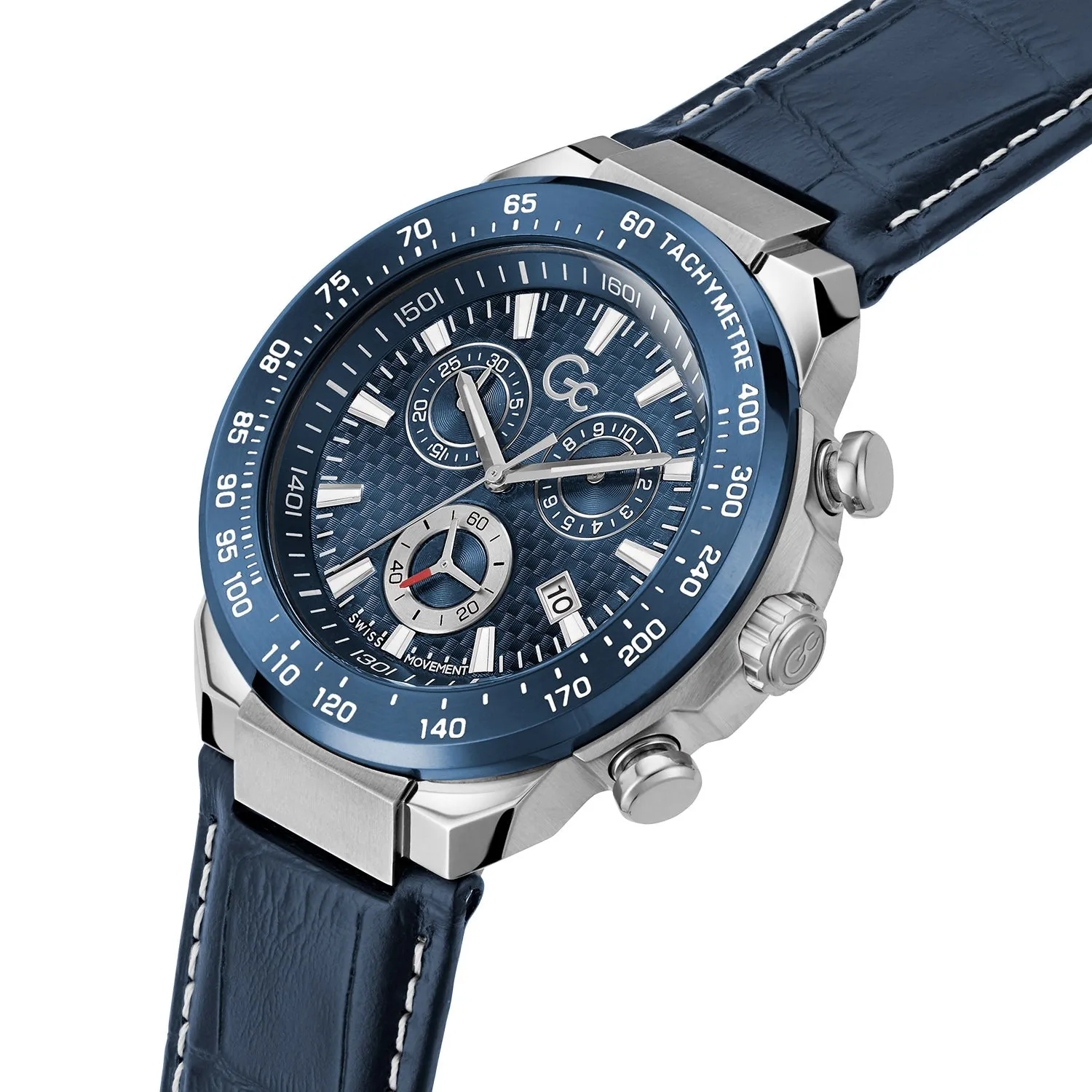 Gc Men's Watch Silver & Blue Tone Case Quartz