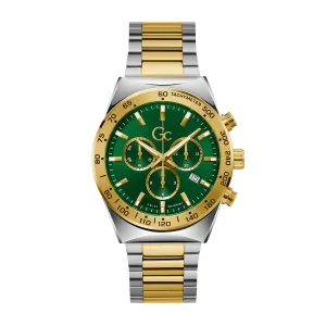 Gc Men's Watch Silver & Gold Tone Case Quartz