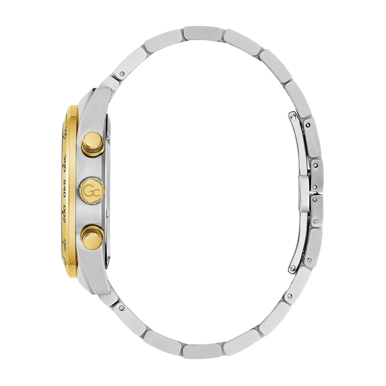 Gc Men's Watch Silver & Gold Tone Case Quartz